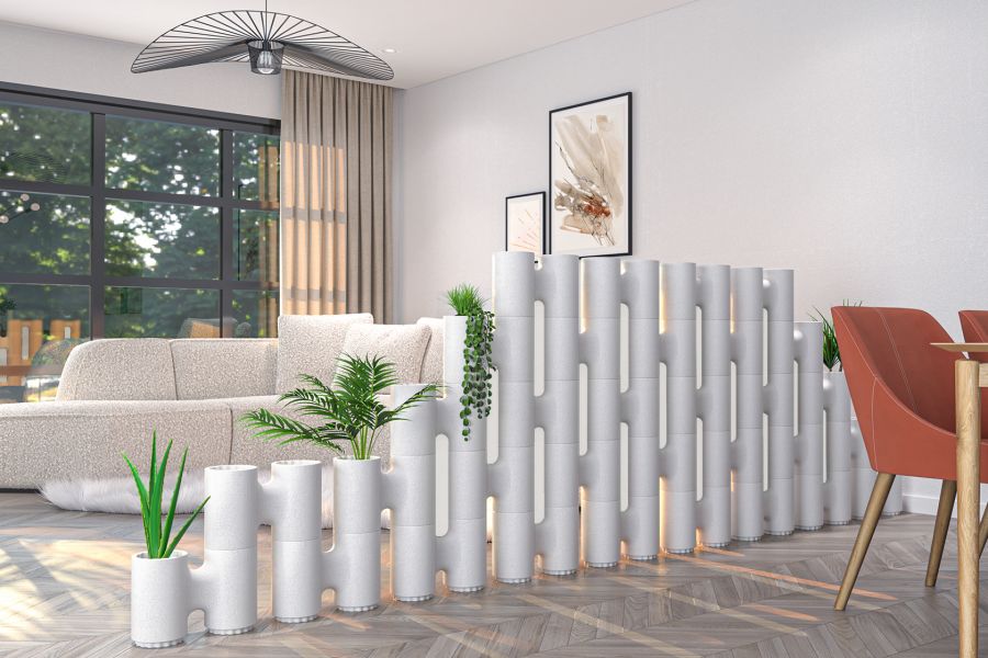 Freestanding room divider white and white